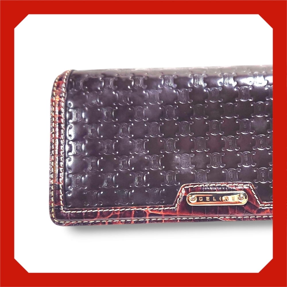 A. Celine- Brown Macadam pattern Bifold Wallet